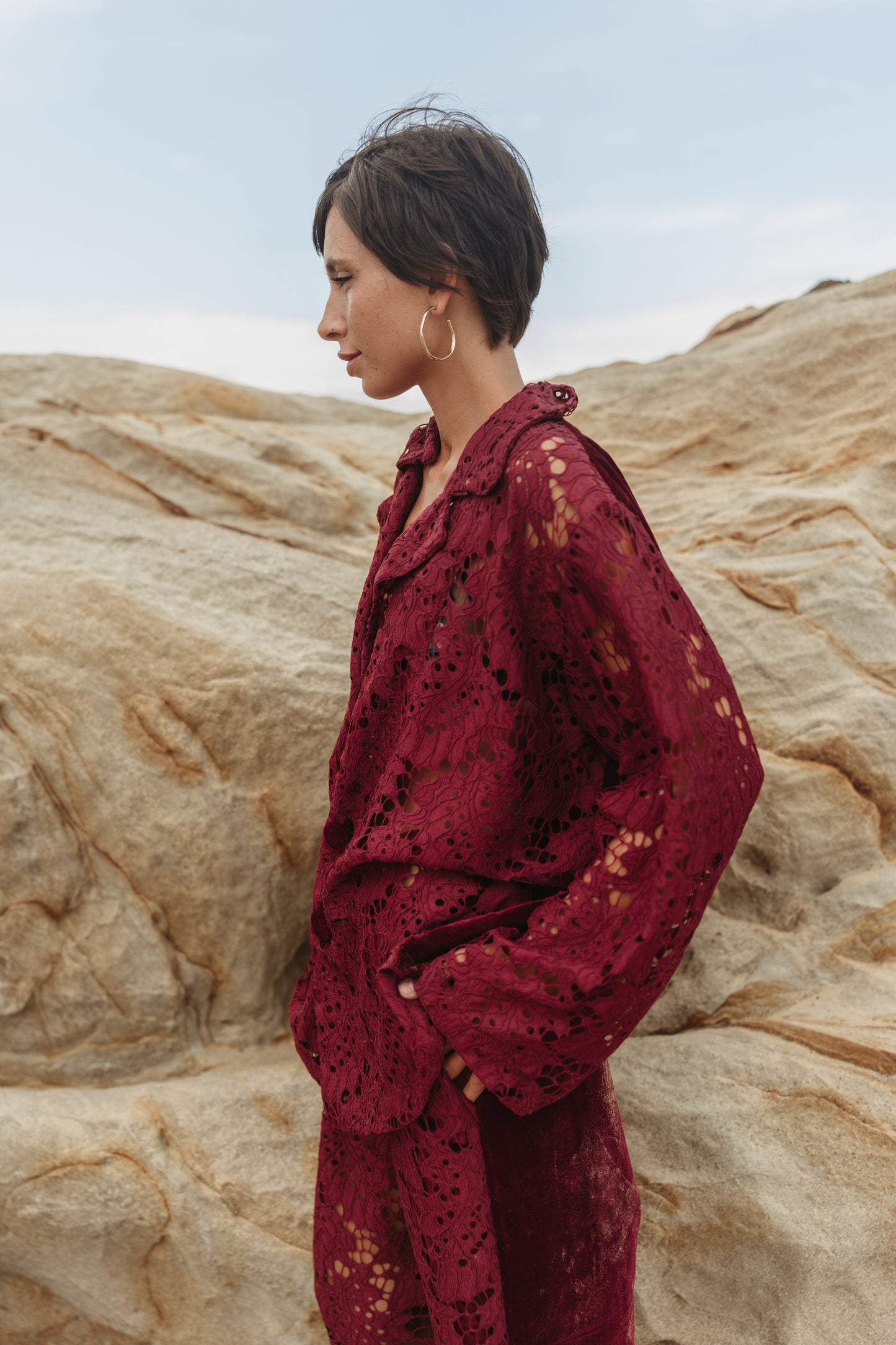 Velvet and lace set