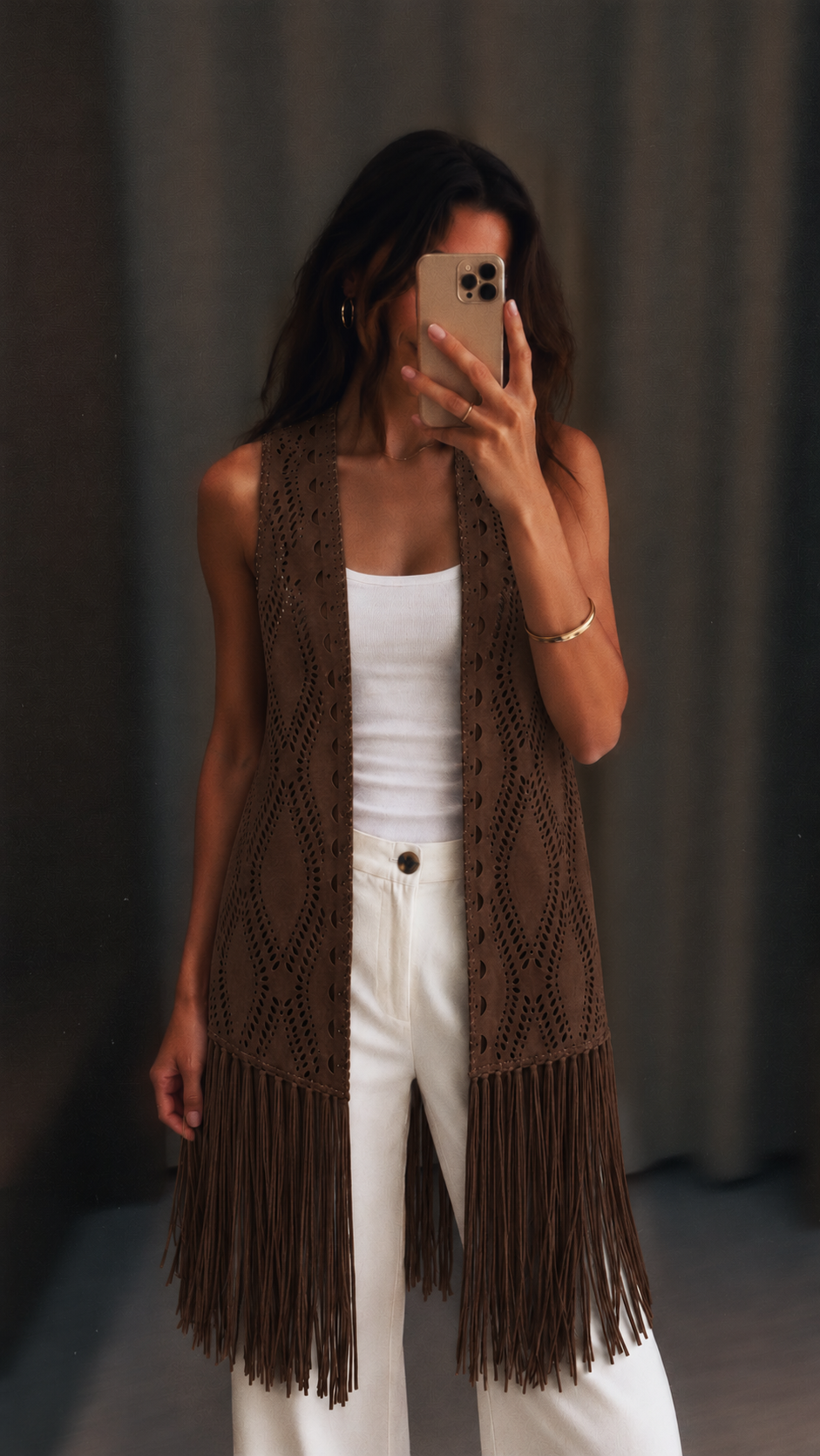Long suede vest