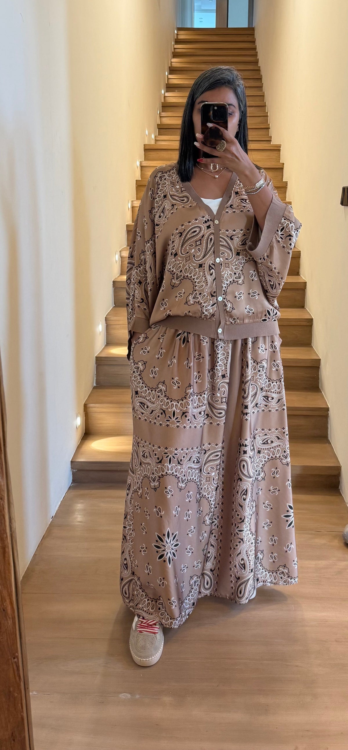 Beige skirt set