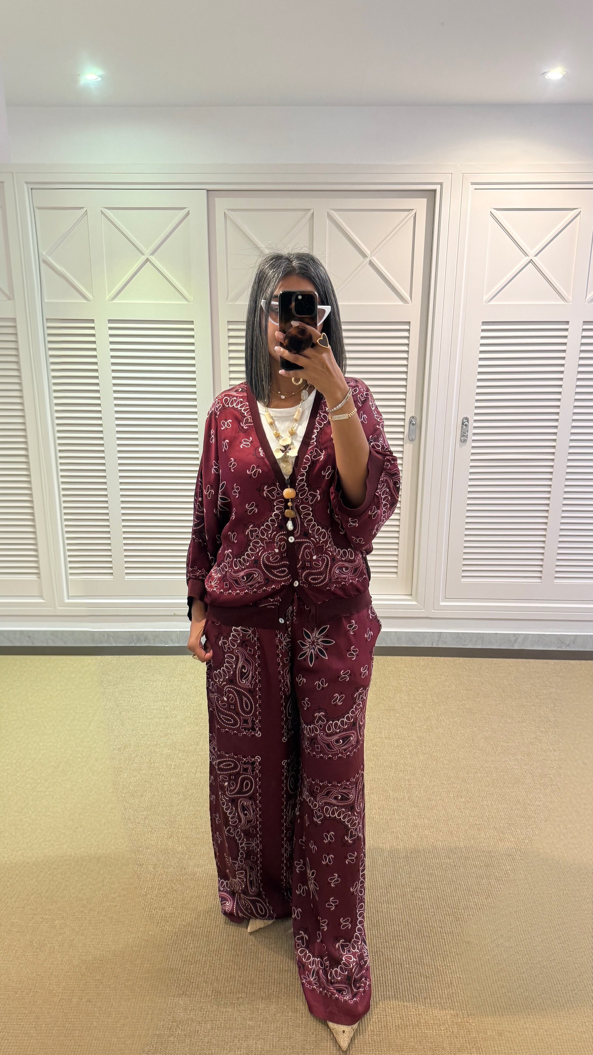 Short burgundy bandana set