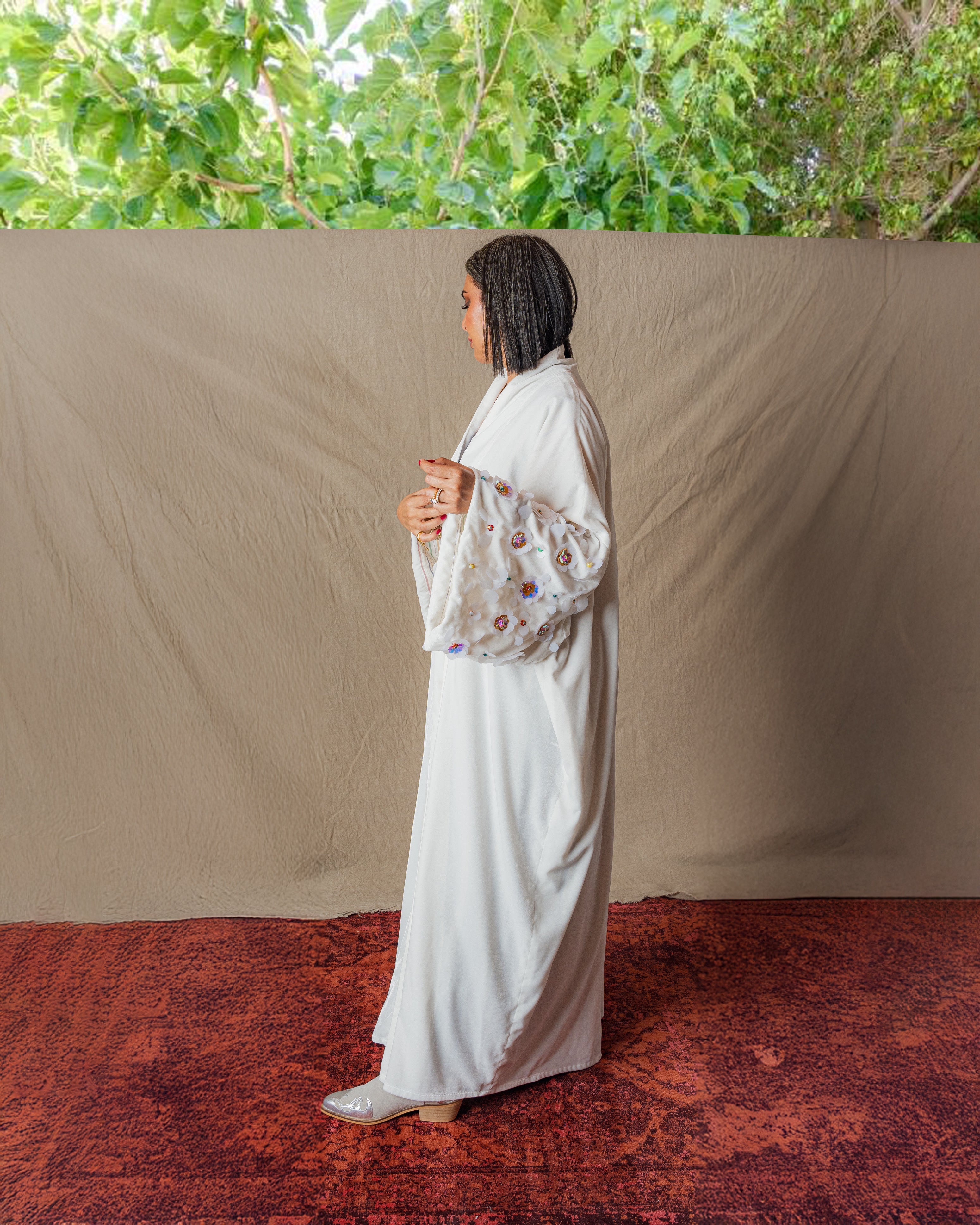 Offwhite floral jalabiya