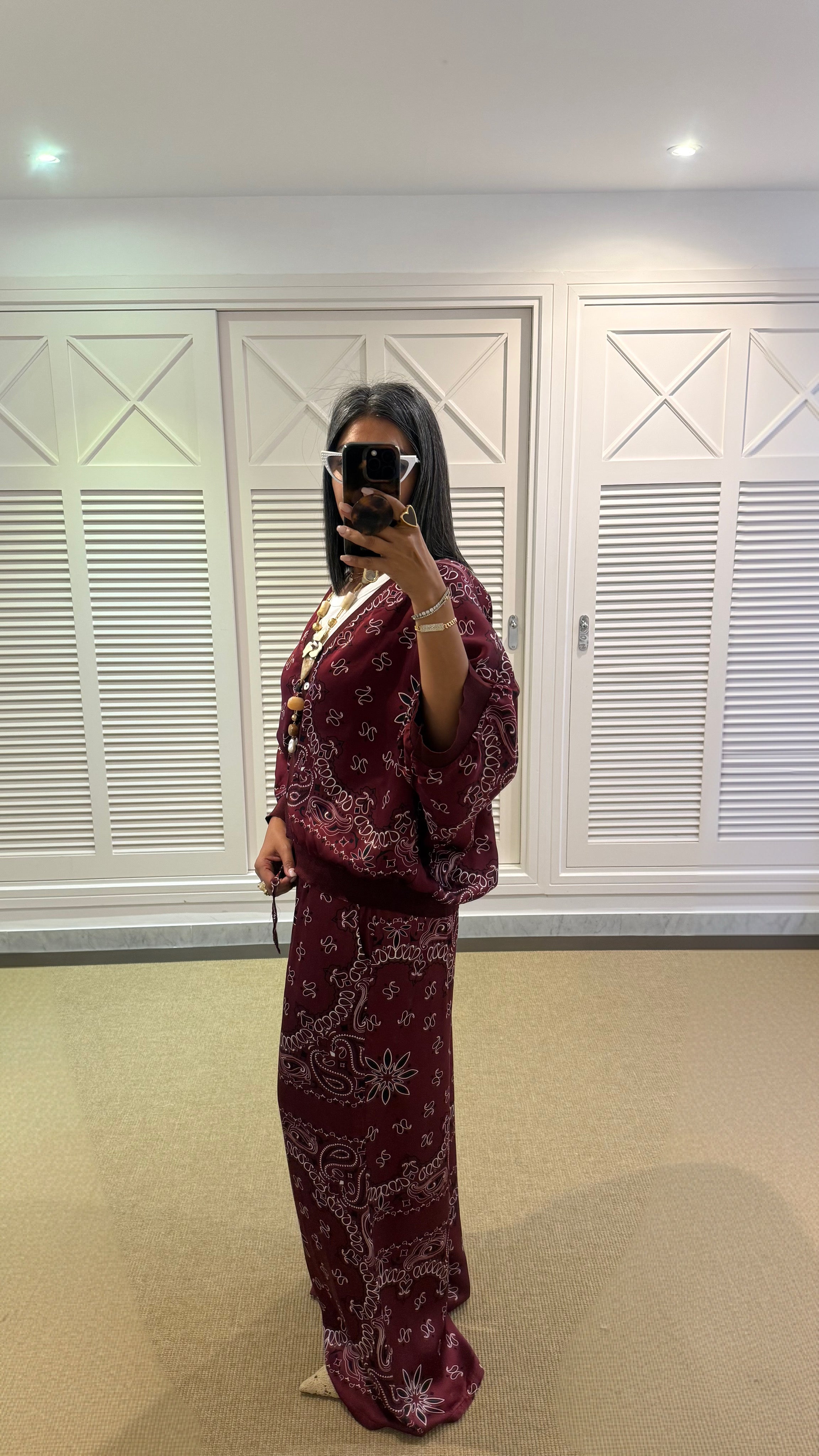 Short burgundy bandana set