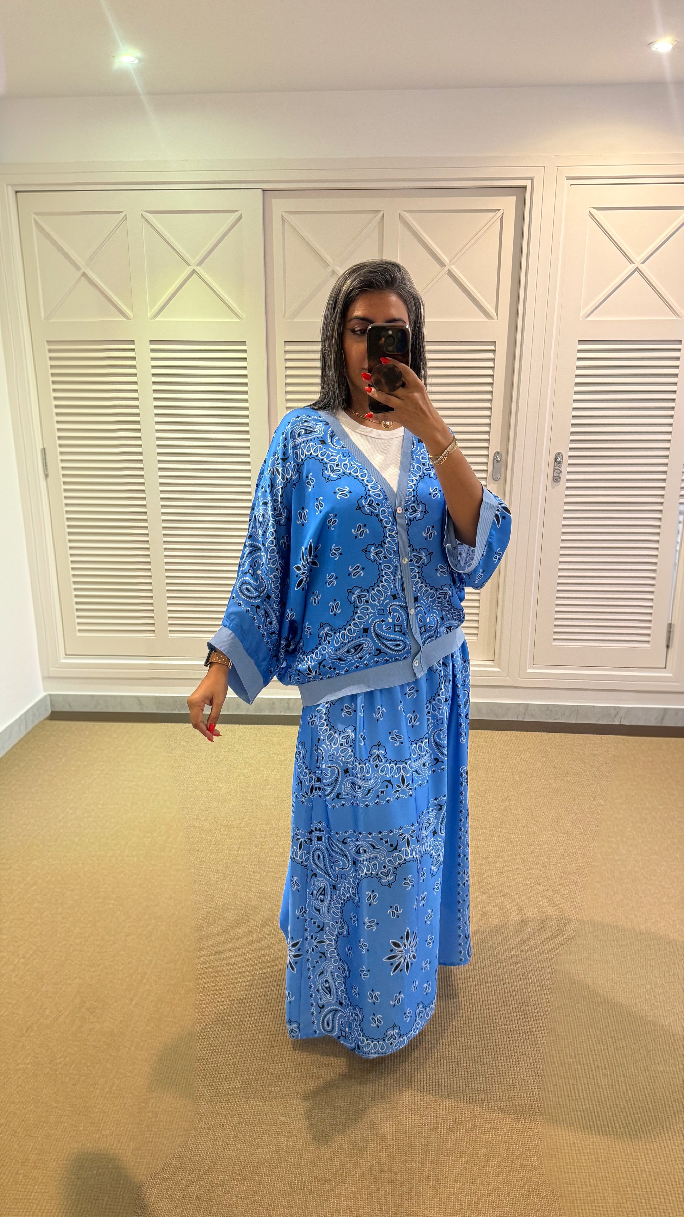 Blue skirt bandana set