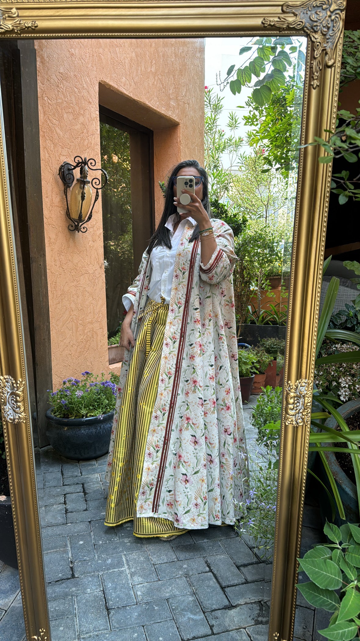 Floral Linen jacket and taffeta skirt