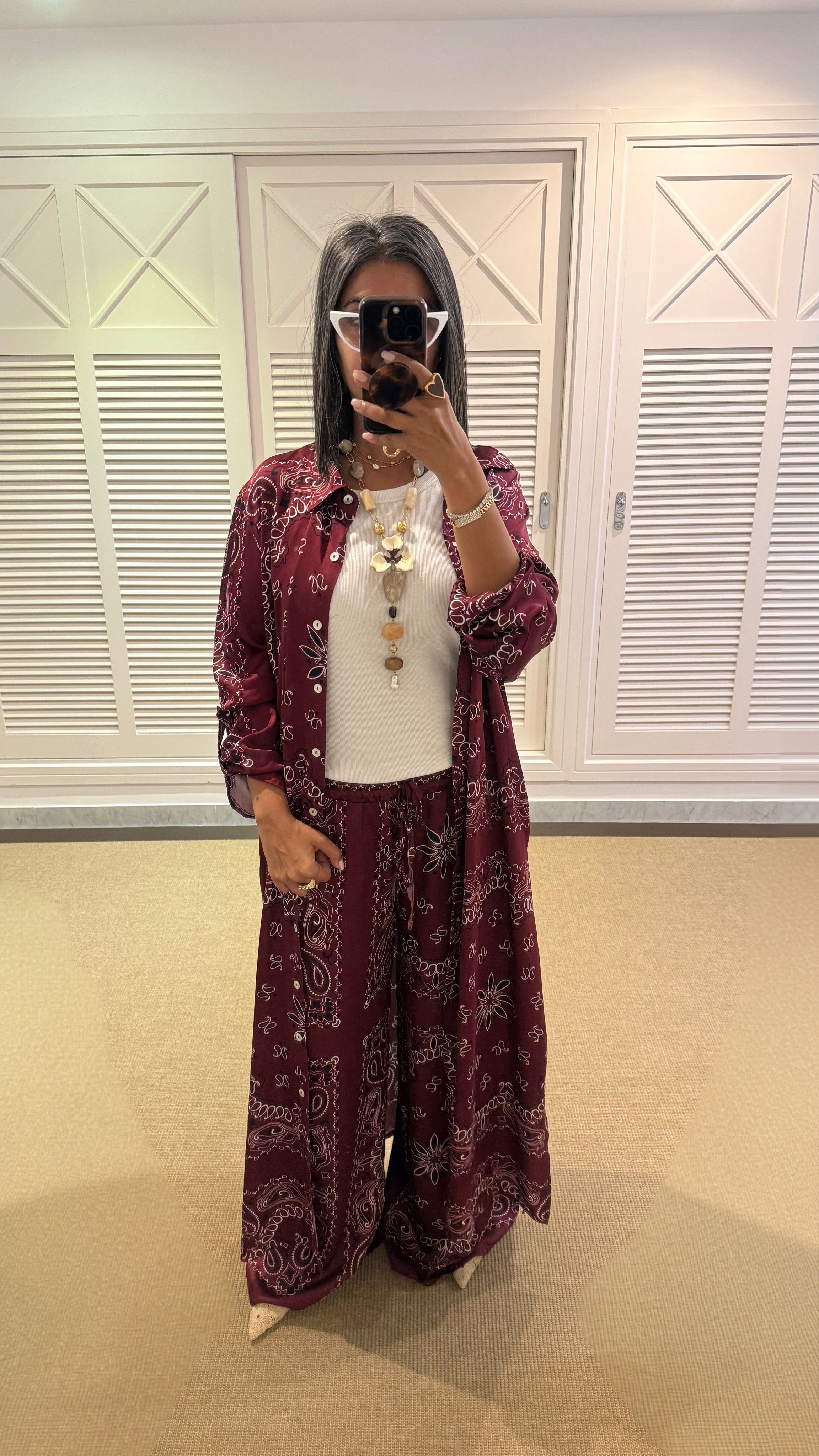 Burgundy long bandana set