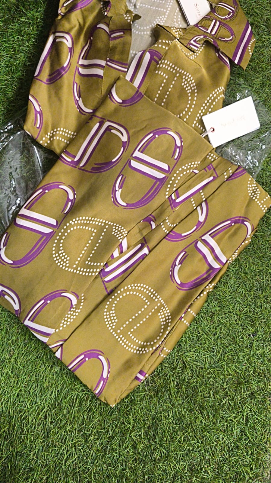 Kaki silk pajama set